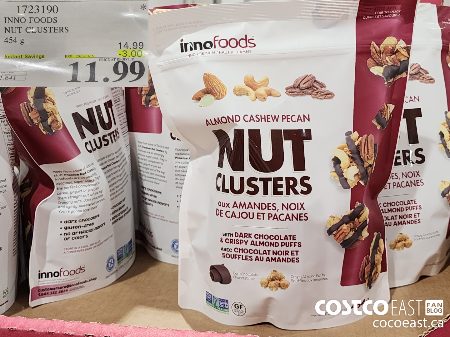 1723190 INNO FOODS NUT CLUSTERS 454 G ($3.00 INSTANT SAVINGS EXPIRES ON 2023-10-15) $11.99
