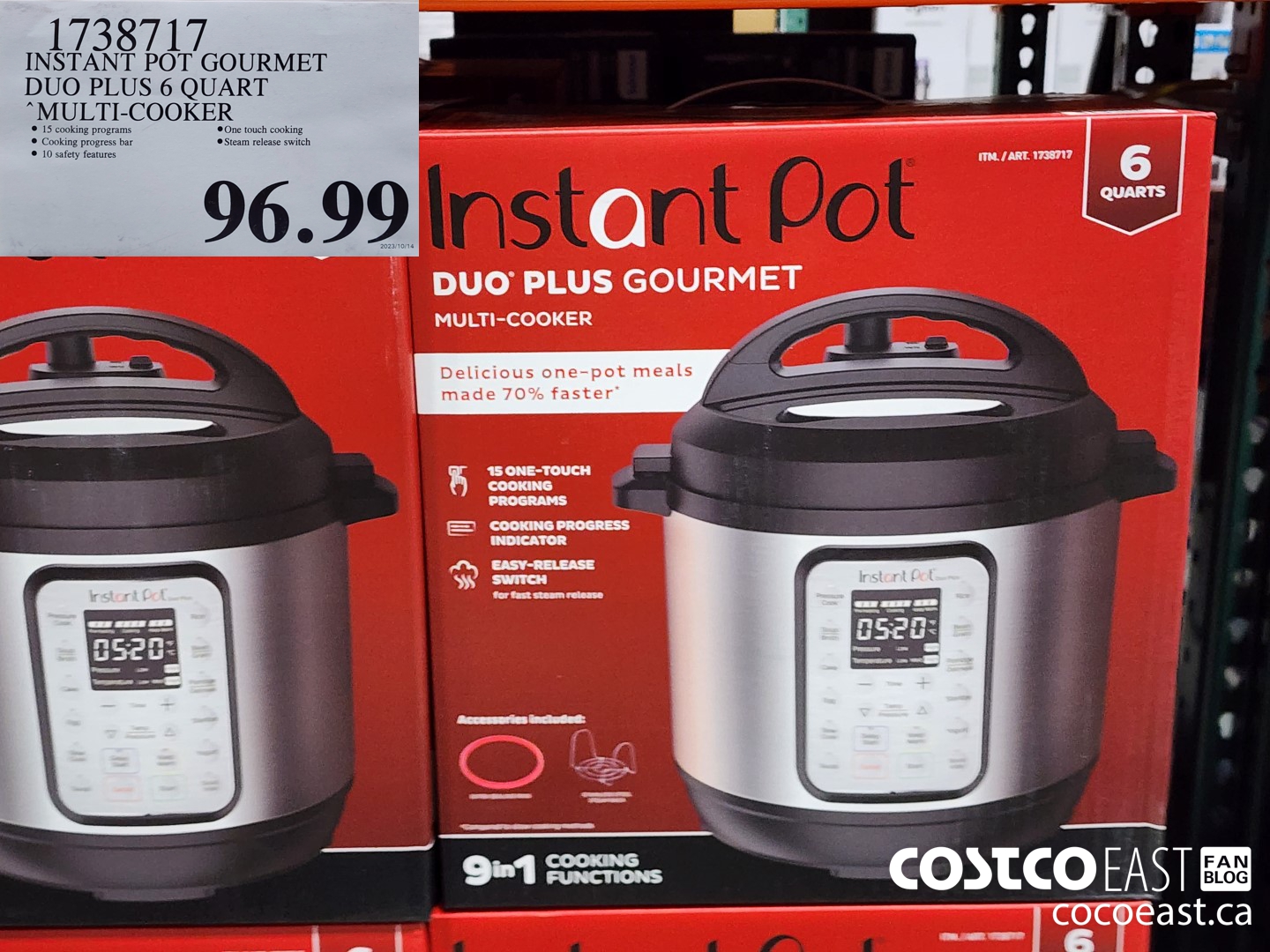 1738717 INSTANT POT GOURMET DUO PLUS 6 QUART MULTI-COOKER $96.99