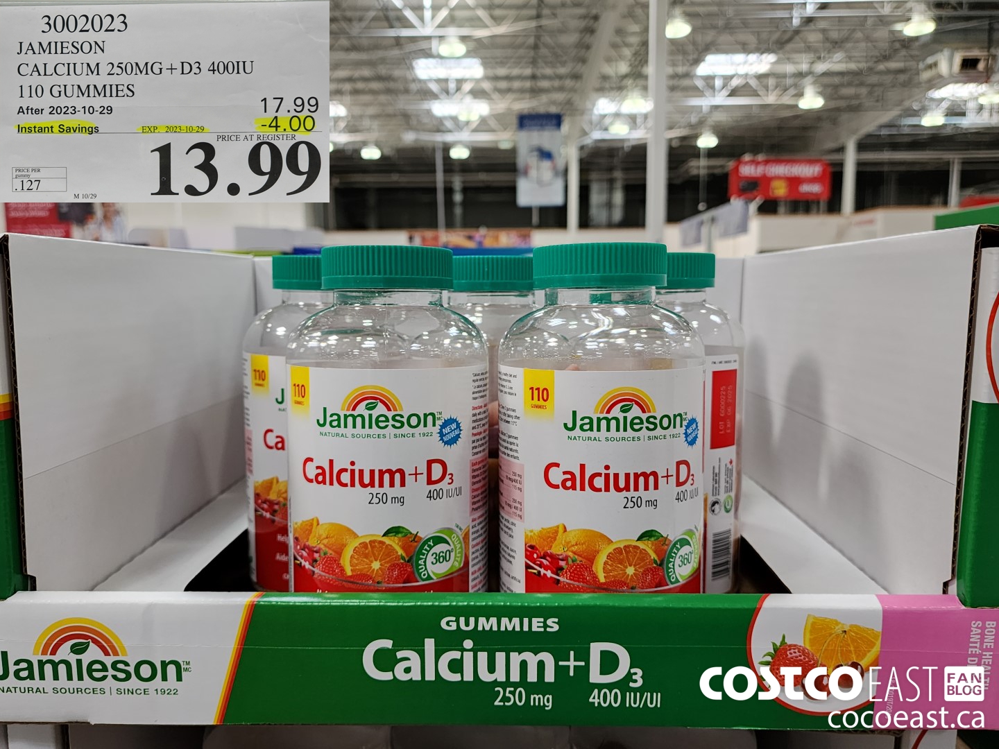 3002023 JAMIESON CALCIUM 250MG+D3 400IU 110 GUMMIES ($4.00 INSTANT SAVINGS EXPIRES ON 2023-10-29) $13.99