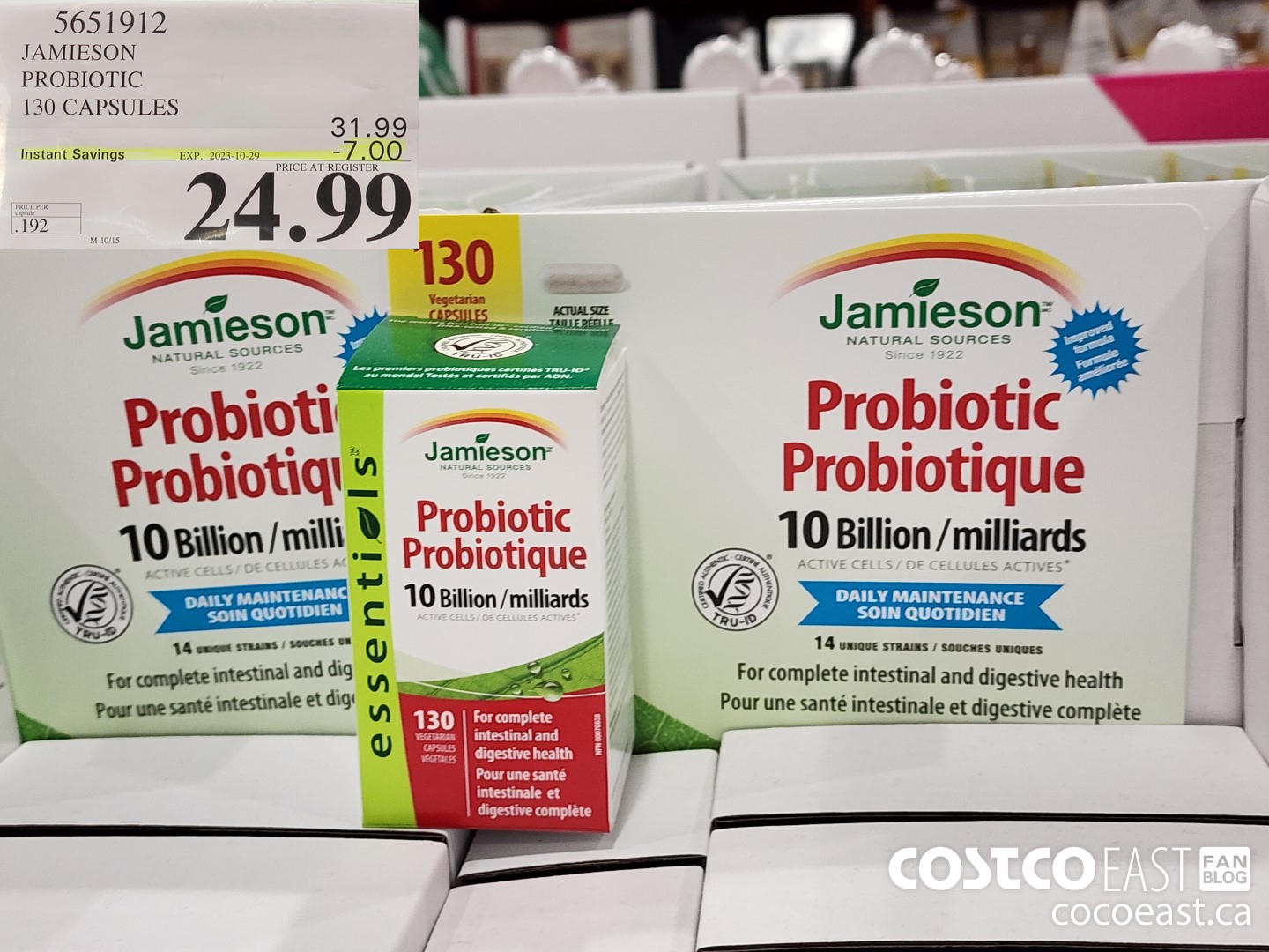 5651912 JAMIESON PROBIOTIC 130 CAPSULES ($7.00 INSTANT SAVINGS EXPIRES ON 2023-10-29) $24.99