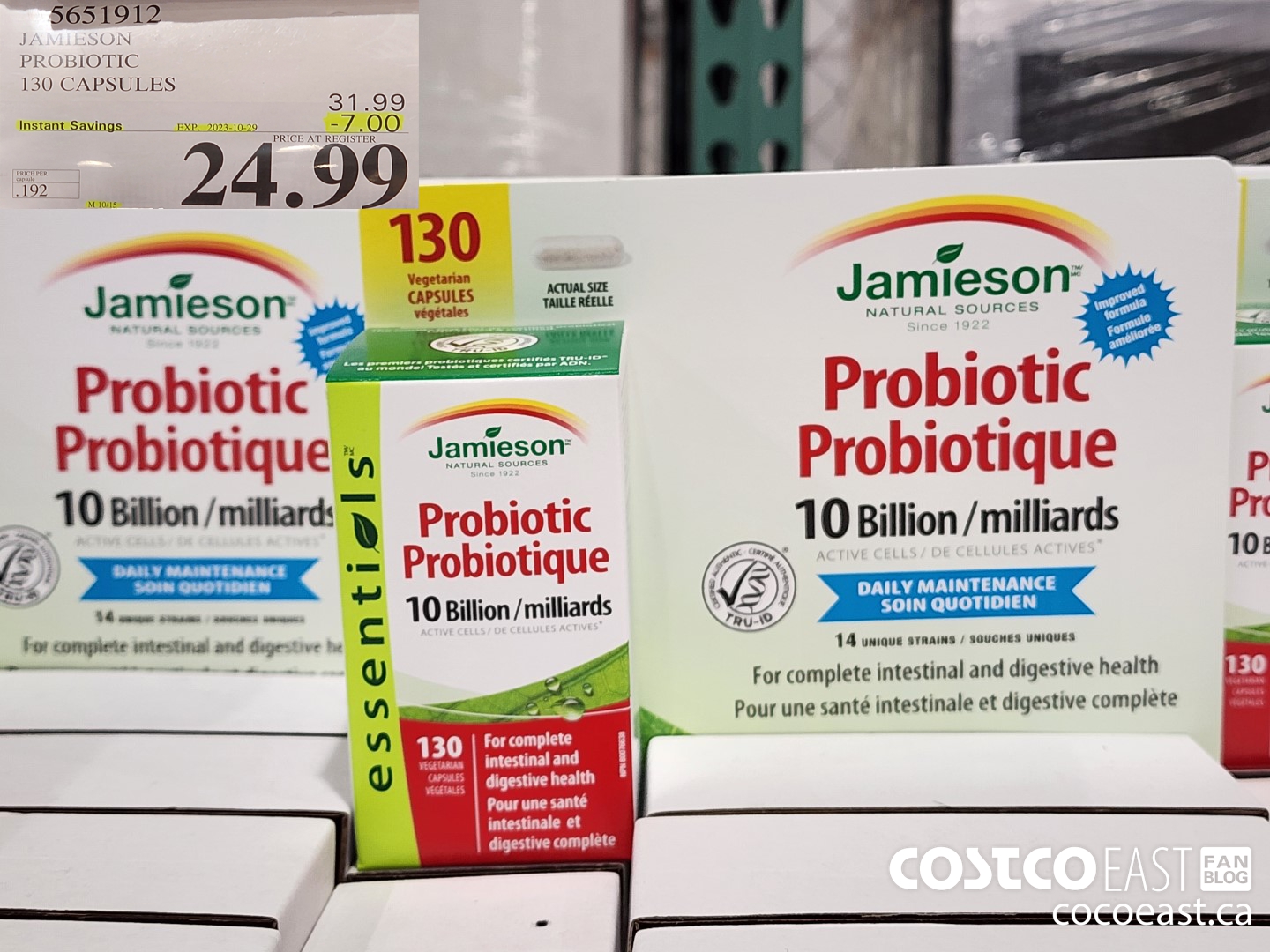 5651912 JAMIESON PROBIOTIC 130 CAPSULES ($7.00 INSTANT SAVINGS EXPIRES ON 2023-10-29) $24.99