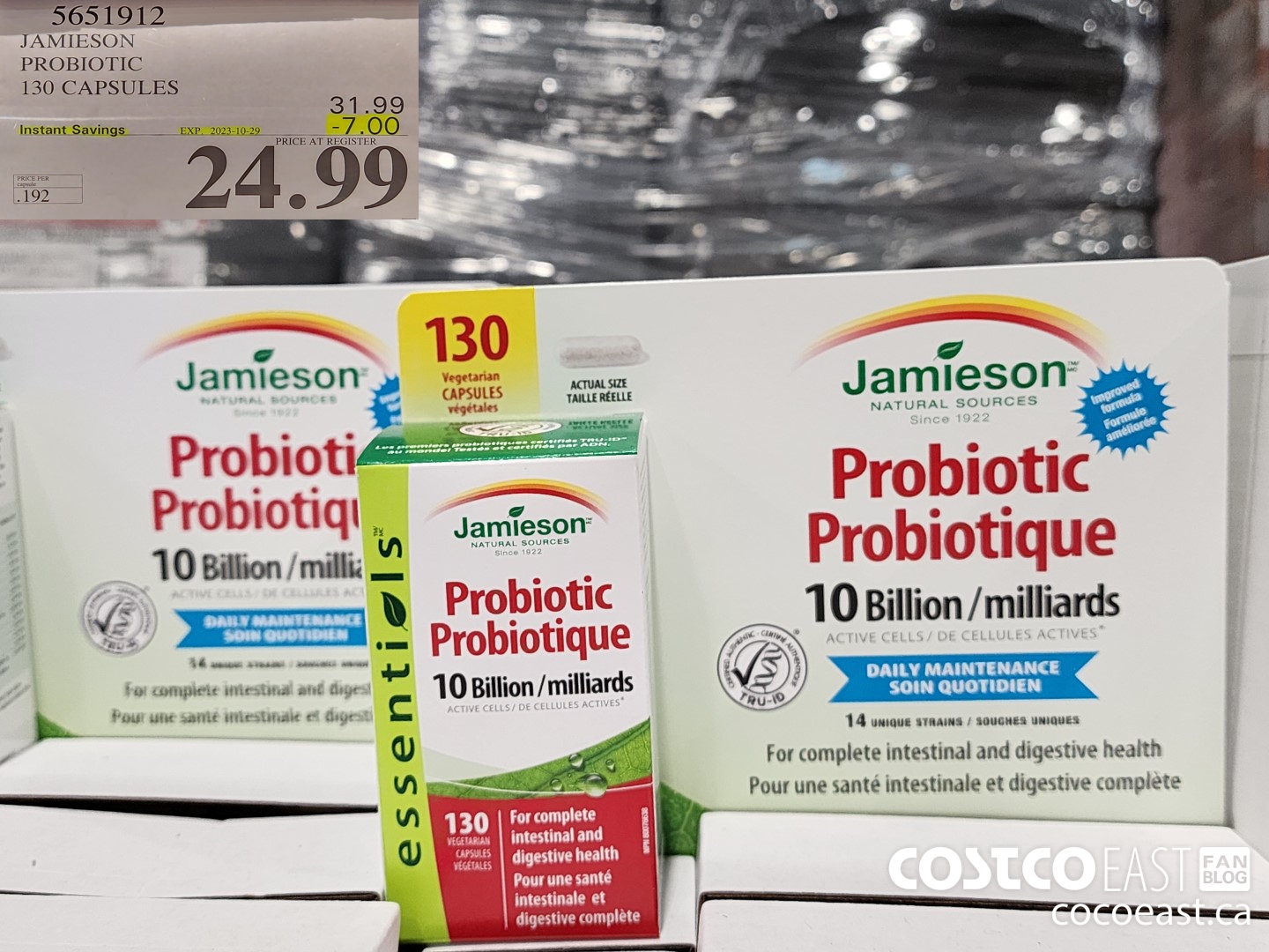 5651912 JAMIESON PROBIOTIC 130 CAPSULES ($7.00 INSTANT SAVINGS EXPIRES ON 2023-10-29) $24.99