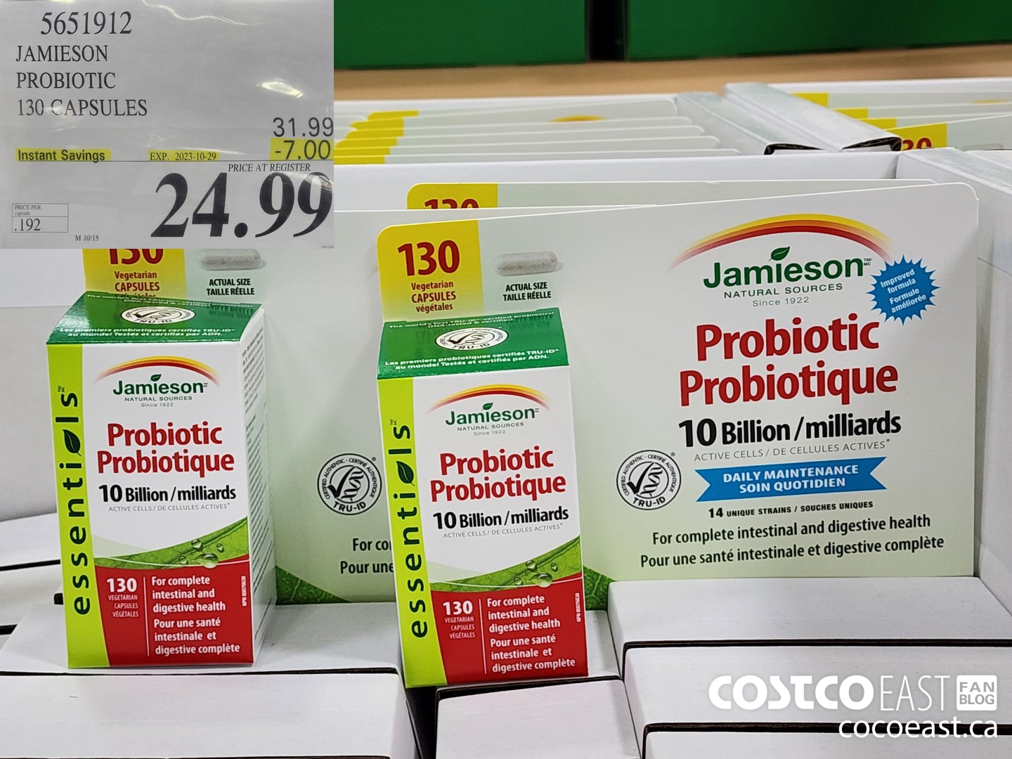 5651912 JAMIESON PROBIOTIC 130 CAPSULES ($7.00 INSTANT SAVINGS EXPIRES ON 2023-10-29) $24.99