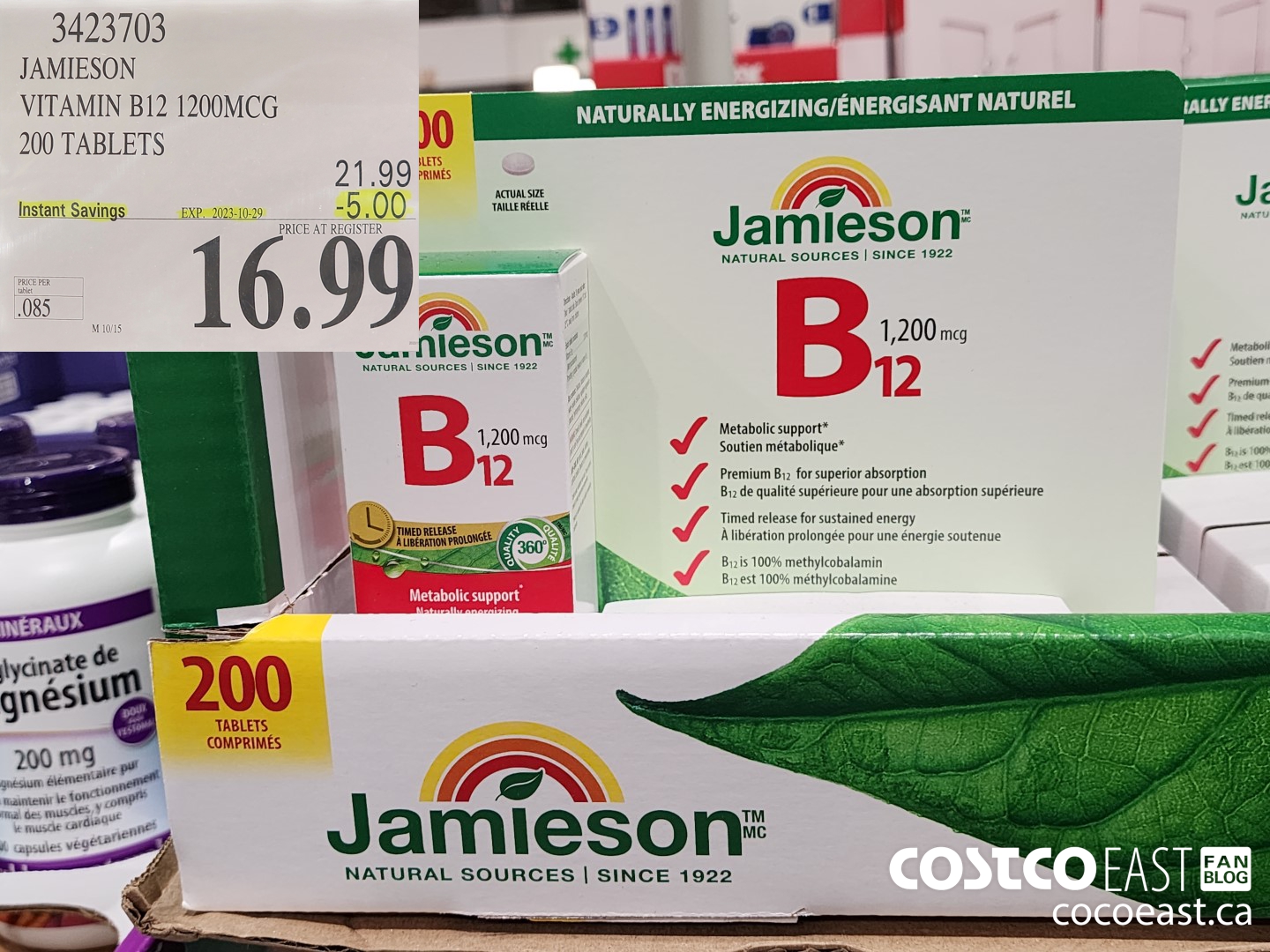 3423703 JAMIESON VITAMIN B12 1200MCG 200 TABLETS ($5.00 INSTANT SAVINGS EXPIRES ON 2023-10-29) $16.99