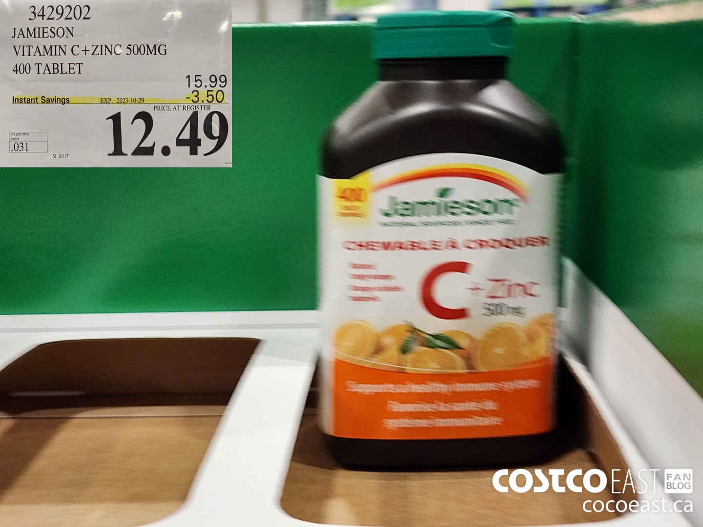 3429202 JAMIESON VITAMIN C+ZINC 500MG 400 TABLET ($3.50 INSTANT SAVINGS EXPIRES ON 2023-10-29) $12.49