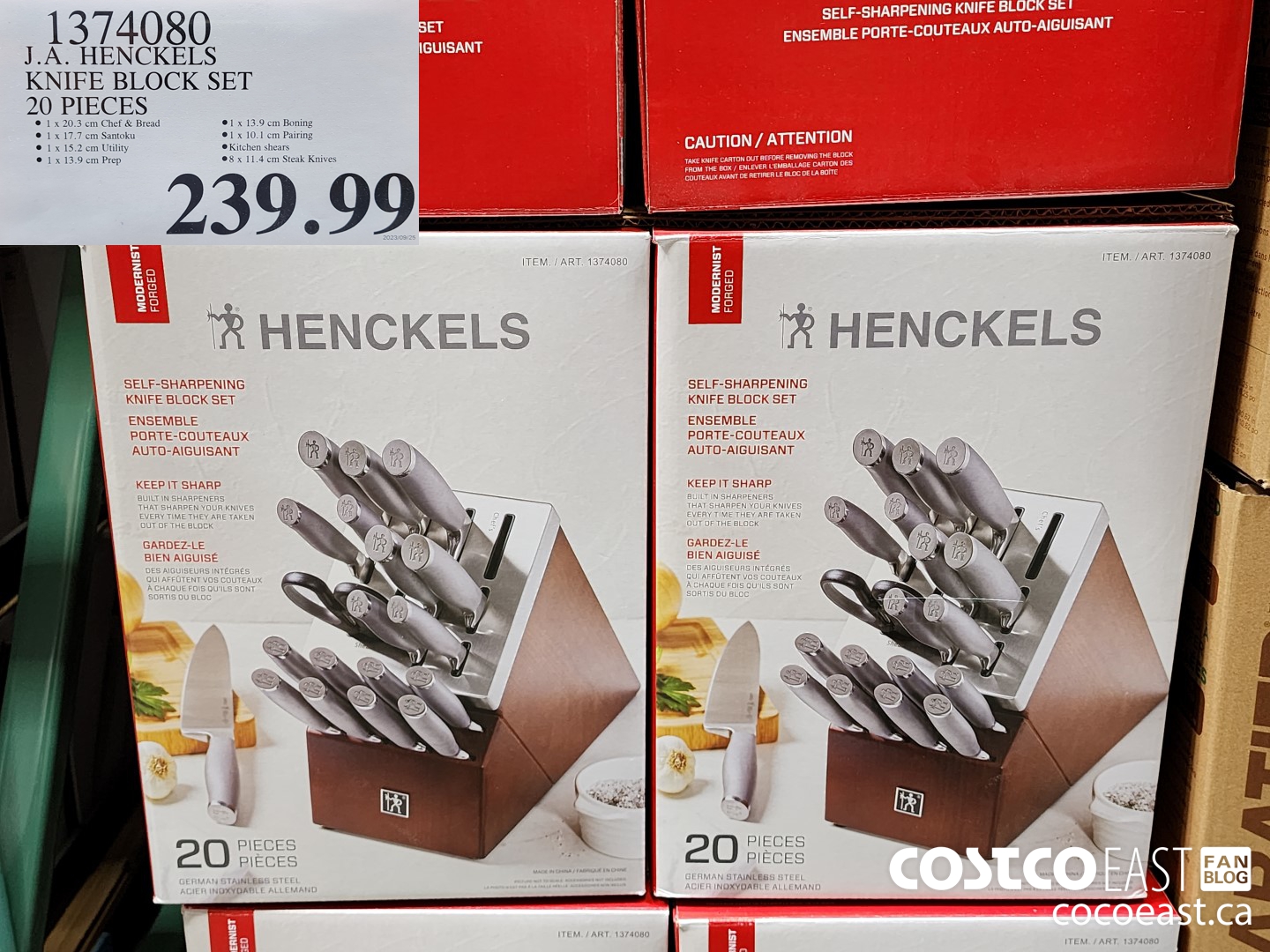 1374080 J.A. HENCKELS KNIFE BLOCK SET 20 PIECES $239.99