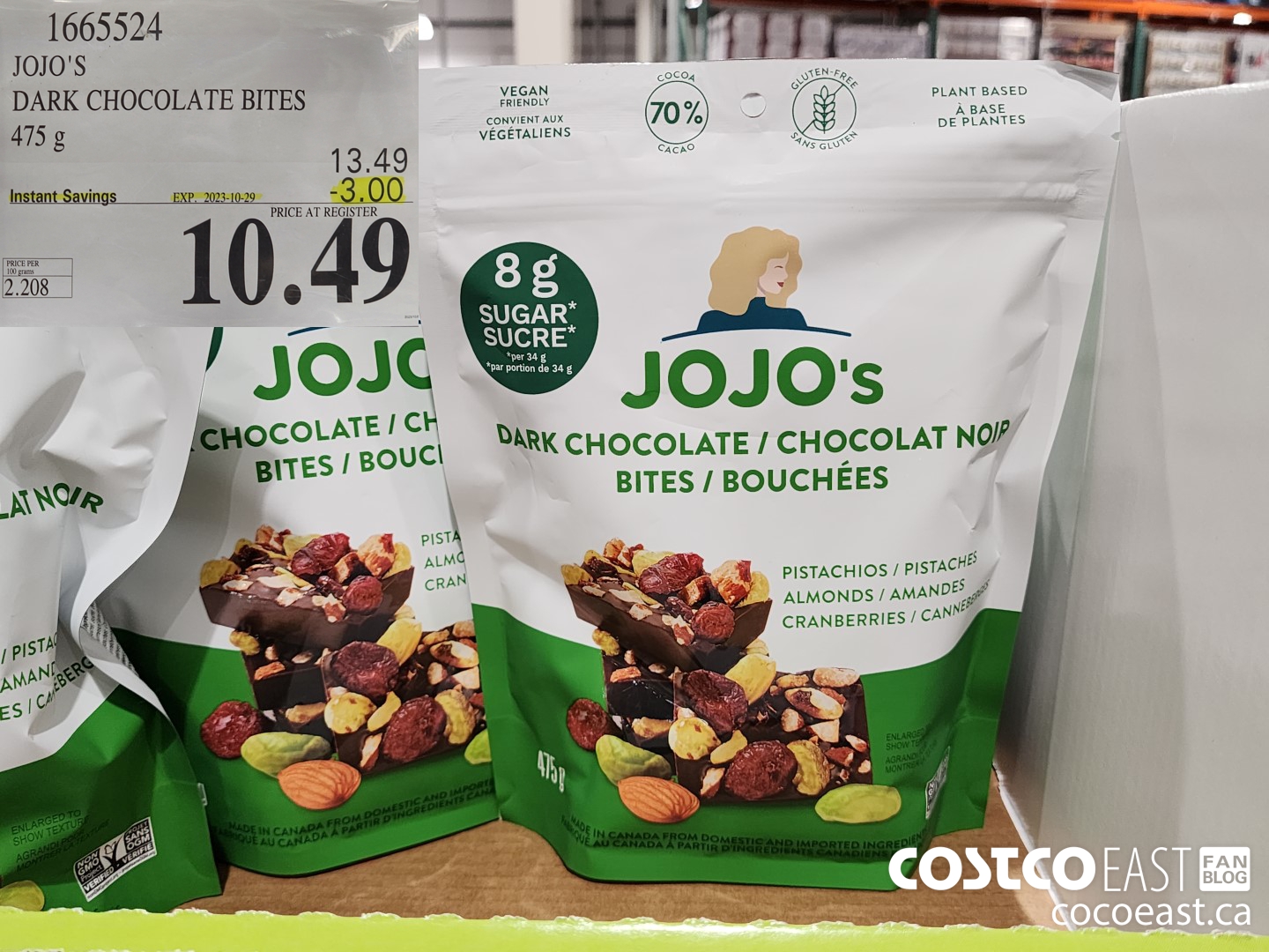1665524 JOJO'S DARK CHOCOLATE BITES 475 G ($3.00 INSTANT SAVINGS EXPIRES ON 2023-10-29) $10.49