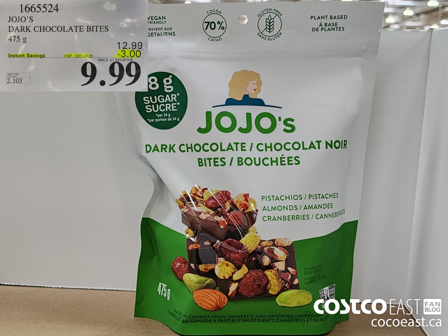 1665524 JOJO'S DARK CHOCOLATE BITES 475 G ($3.00 INSTANT SAVINGS EXPIRES ON 2023-10-29) $10.49