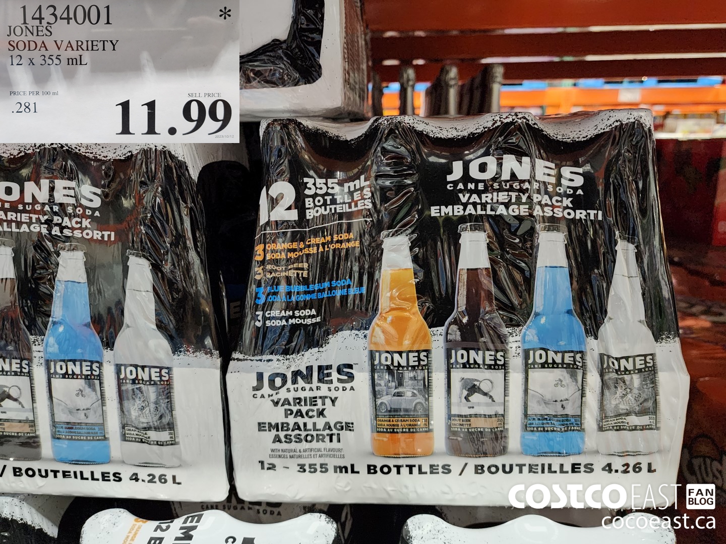 1434001 JONES SODA VARIETY 12 x 355 mL $11.99
