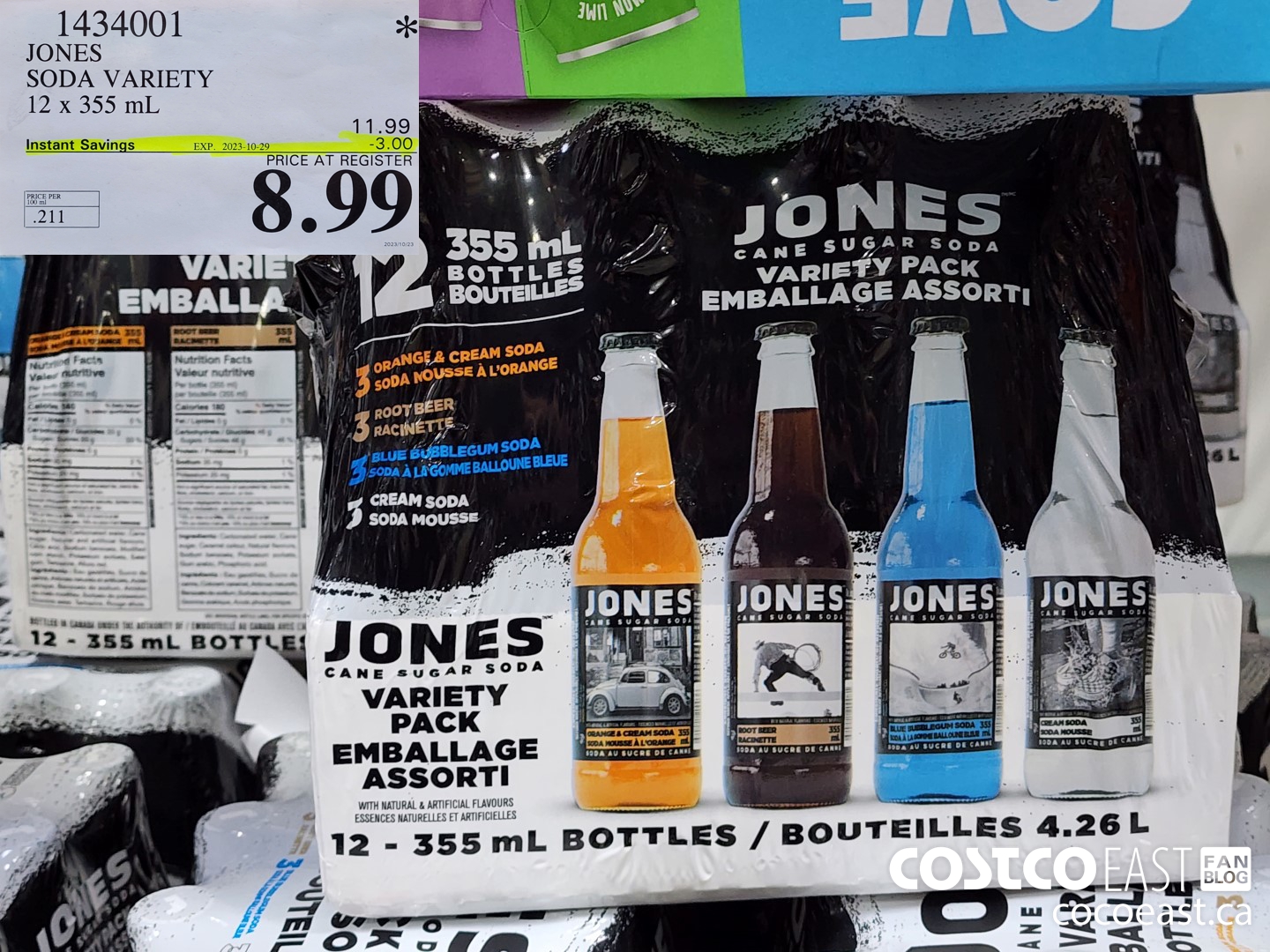 1434001 JONES SODA VARIETY 12 x 355 mL ($3.00 INSTANT SAVINGS EXPIRES ON 2023-10-29) $8.99