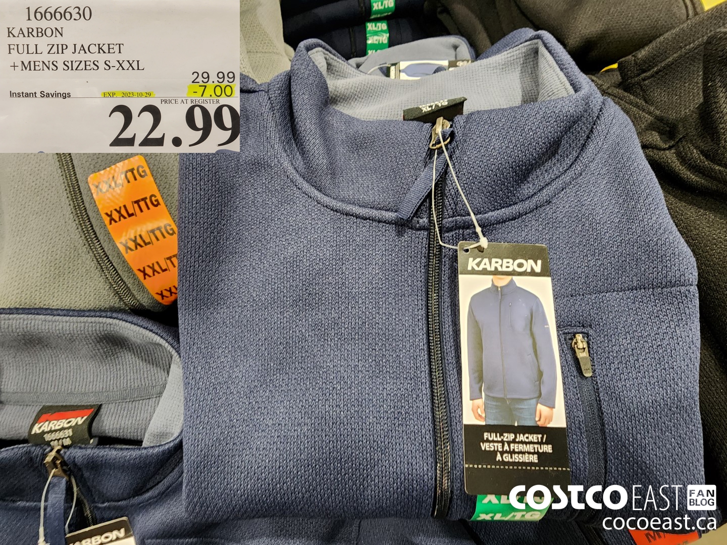 1666630 KARBON FULL ZIP JACKET MENS SIZES S-XXL ($7.00 INSTANT SAVINGS EXPIRES ON 2023-10-29) $22.99