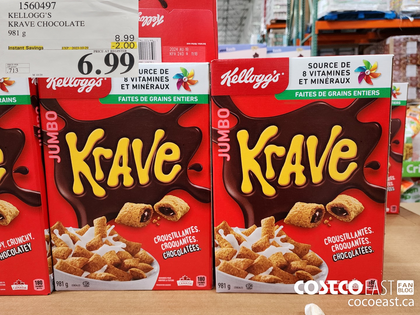 1560497 KELLOGG'S KRAVE CHOCOLATE 981 g ($2.00 INSTANT SAVINGS EXPIRES ON 2023-10-29) $6.99