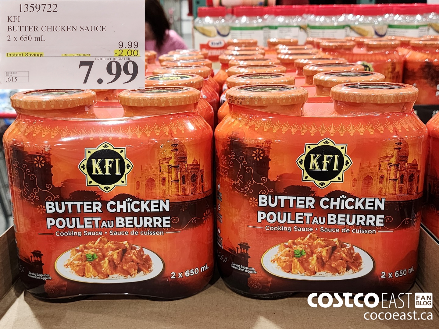 1359722 KFI BUTTER CHICKEN SAUCE 2 x 650 mL ($2.00 INSTANT SAVINGS EXPIRES ON 2023-10-29) $7.99