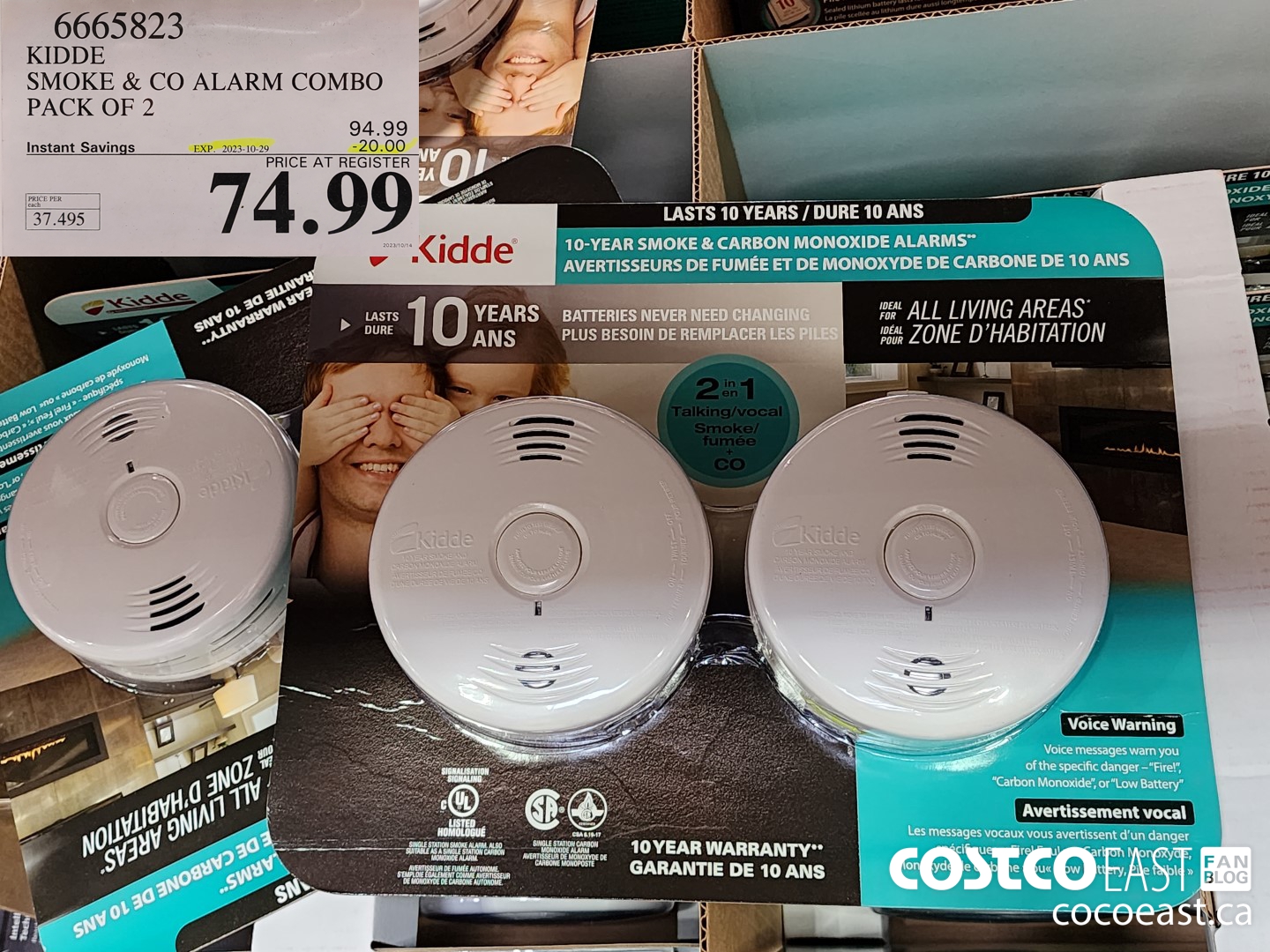 6665823 KIDDE SMOKE & CO ALARM COMBO BATTERY PACK OF 2 ($20.00 INSTANT SAVINGS EXPIRES ON 2023-10-29) $74.99