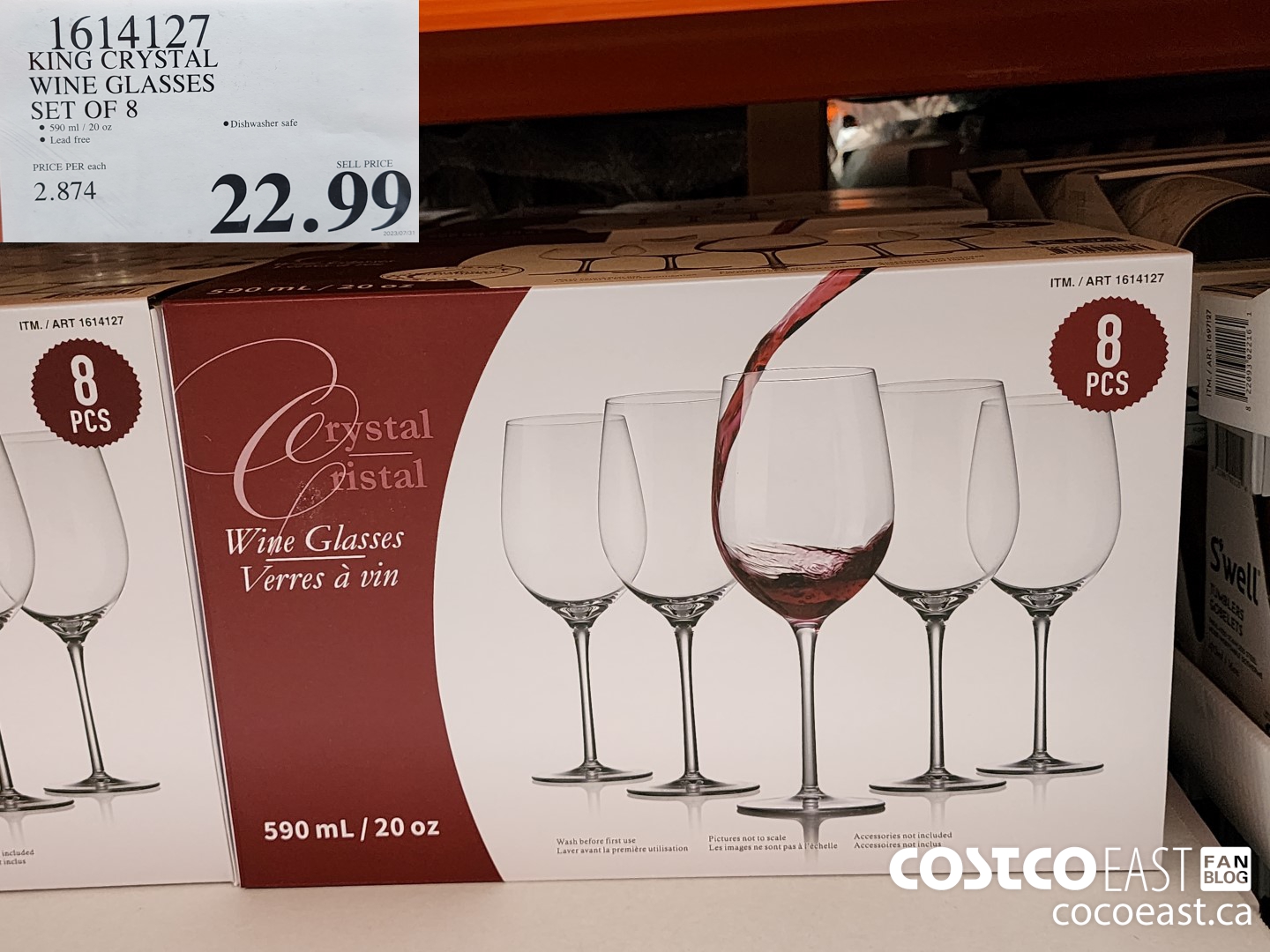 1614127 KING CRYSTAL WINE GLASSES SET OF 8 $22.99