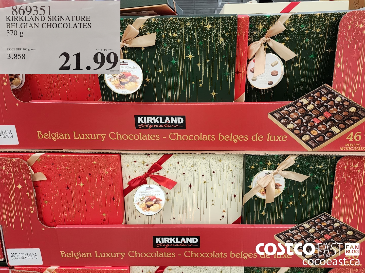 869351 KIRKLAND SIGNATURES BELGIAN CHOCOLATES 570G $21.99