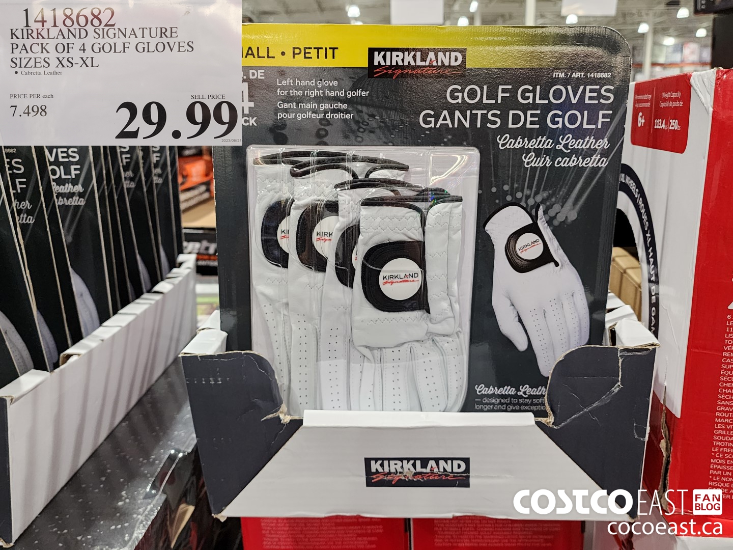 1418682 KIRKLAND SIGNATURES PACK OF 4 GOLF GLOVES SIZES XS-XL $29.99