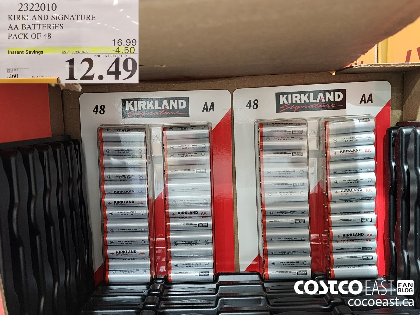 2322010 KIRKLAND SIGNATURE AA BATTERIES PACK OF 48 ($4.50 INSTANT SAVINGS EXPIRES ON 2023-10-29) $12.49