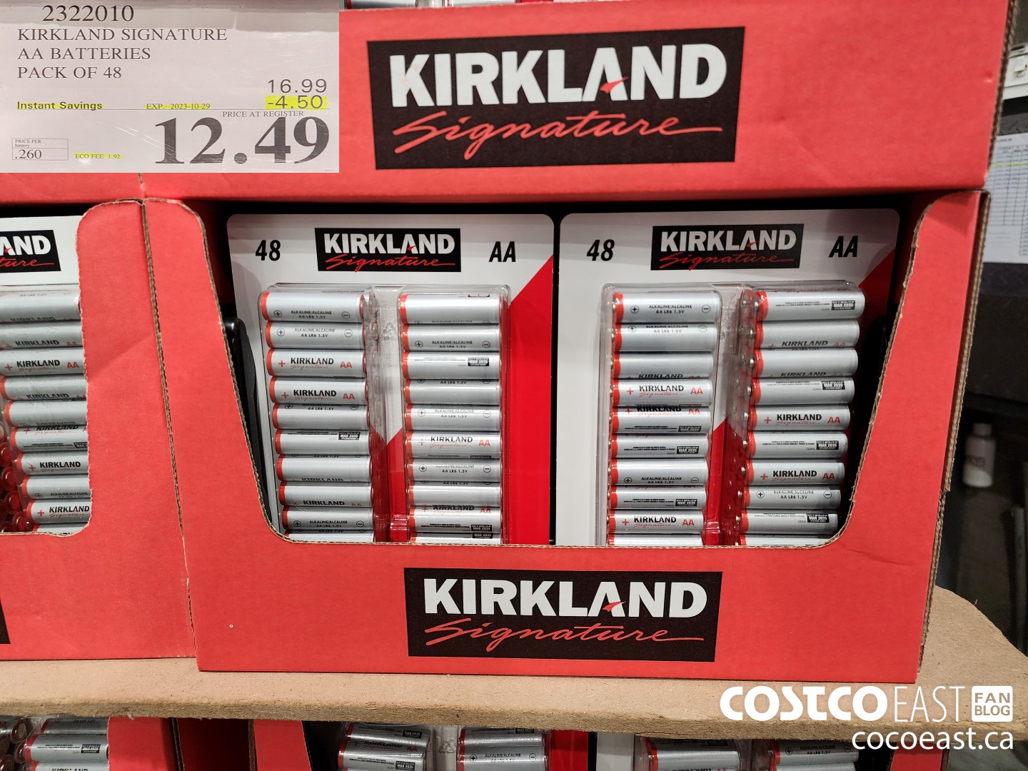 2322010 KIRKLAND SIGNATURE AA BATTERIES PACK OF 48 ($4.50 INSTANT SAVINGS EXPIRES ON 2023-10-29) $12.49