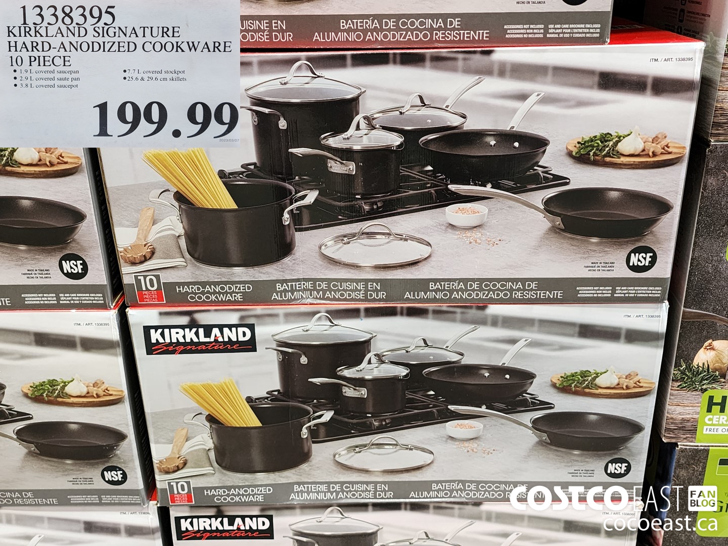 1338395 KIRKLAND SIGNATURE HARD-ANODIZED COOKWARE 10 PIECES $199.99
