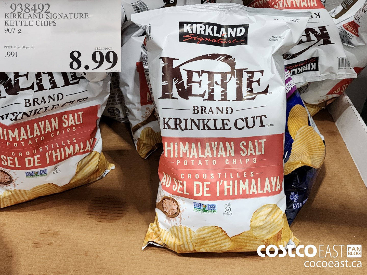 938492 KIRKLAND SIGNATURE KETTLE CHIPS 907 g $8.99