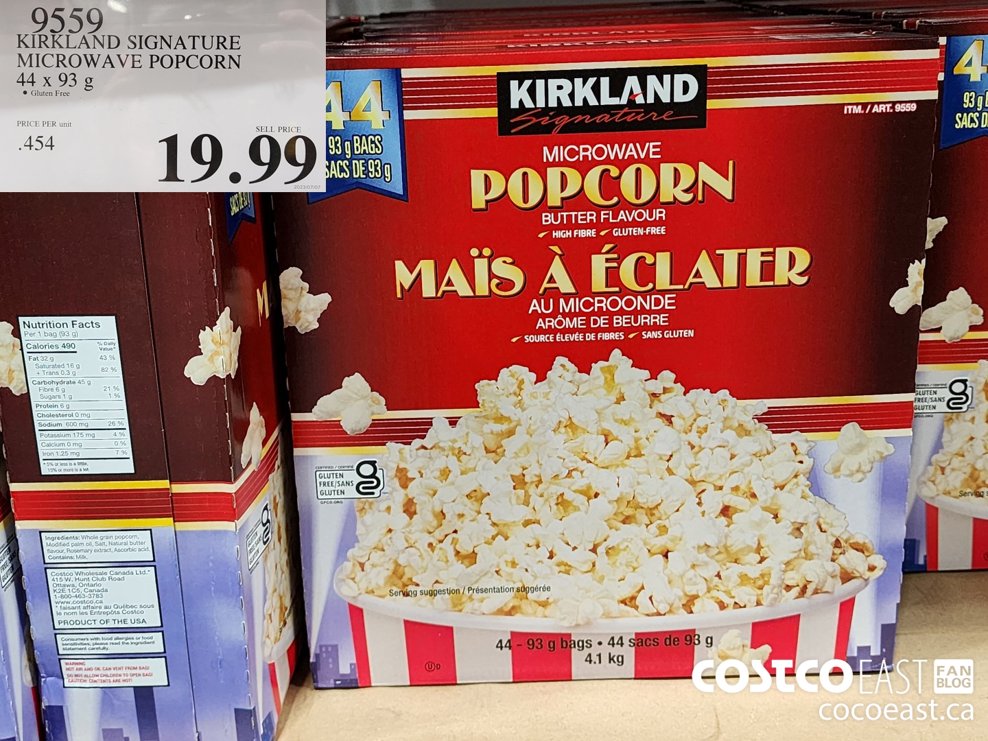 9559 KIRKLAND SIGNATURE MICROWAVE POPCORN 44 x 93 G $19.99