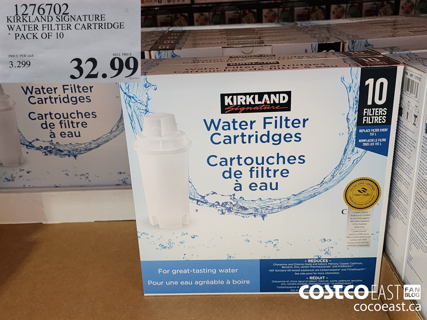 1276702 KIRKLAND SIGNATURE WATER FILTER CARTRIDGE PACK OF 10 $32.99