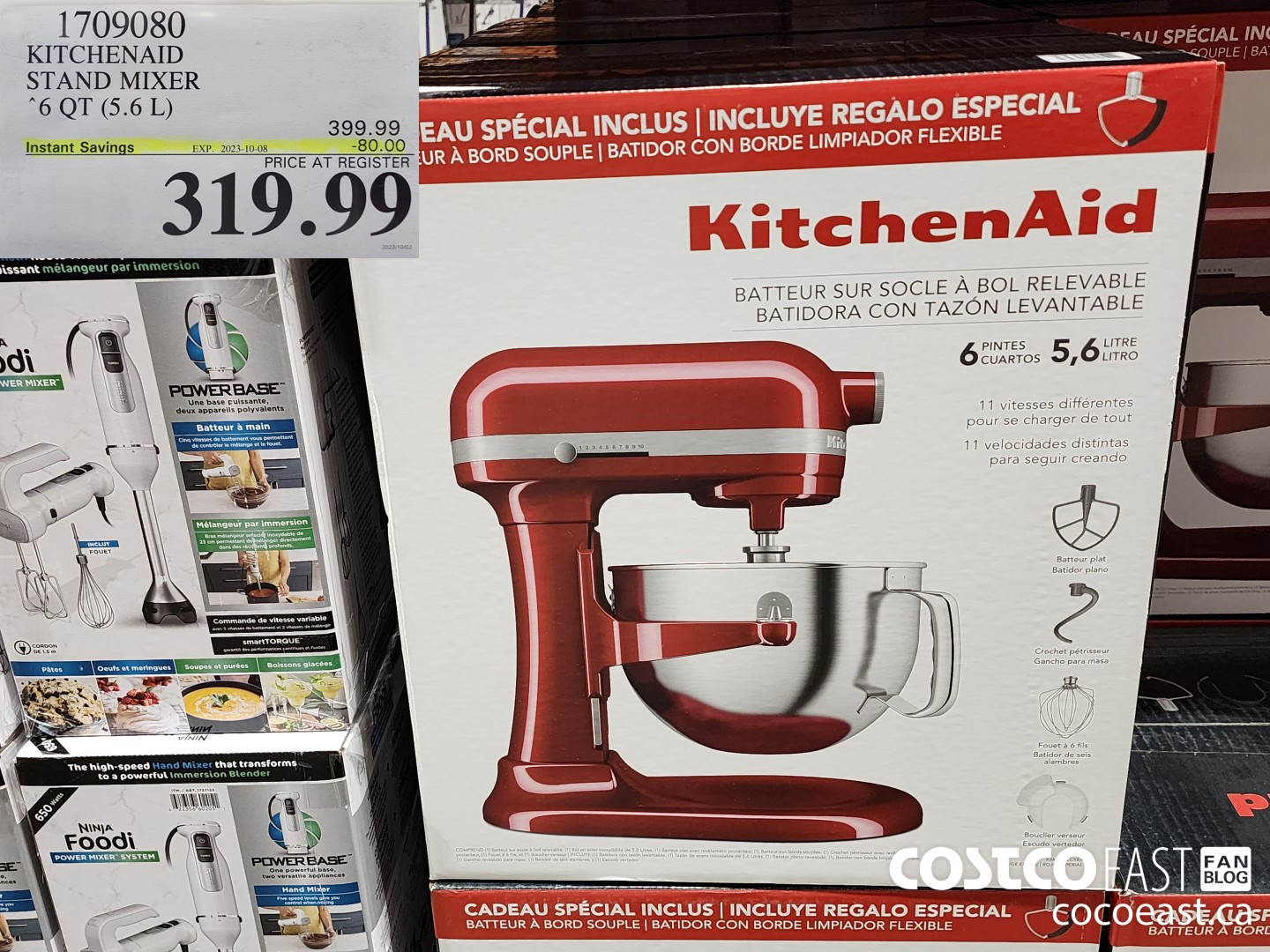 1709080 KITCHENAID STAND MIXER 6 QT (5.6 L) ($80.00 INSTANT SAVINGS EXPIRES ON 2023-10-08) $319.99