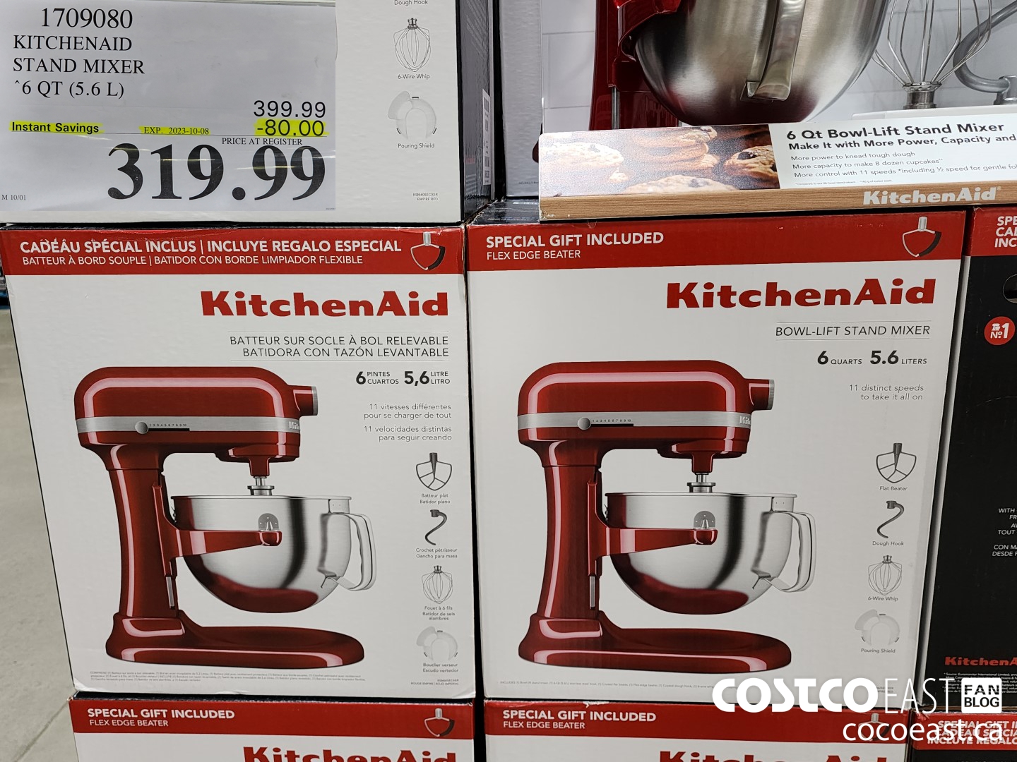 1709080 KITCHENAID STAND MIXER 6 QT (5.6 L) ($80.00 INSTANT SAVINGS EXPIRES ON 2023-10-08) $319.99