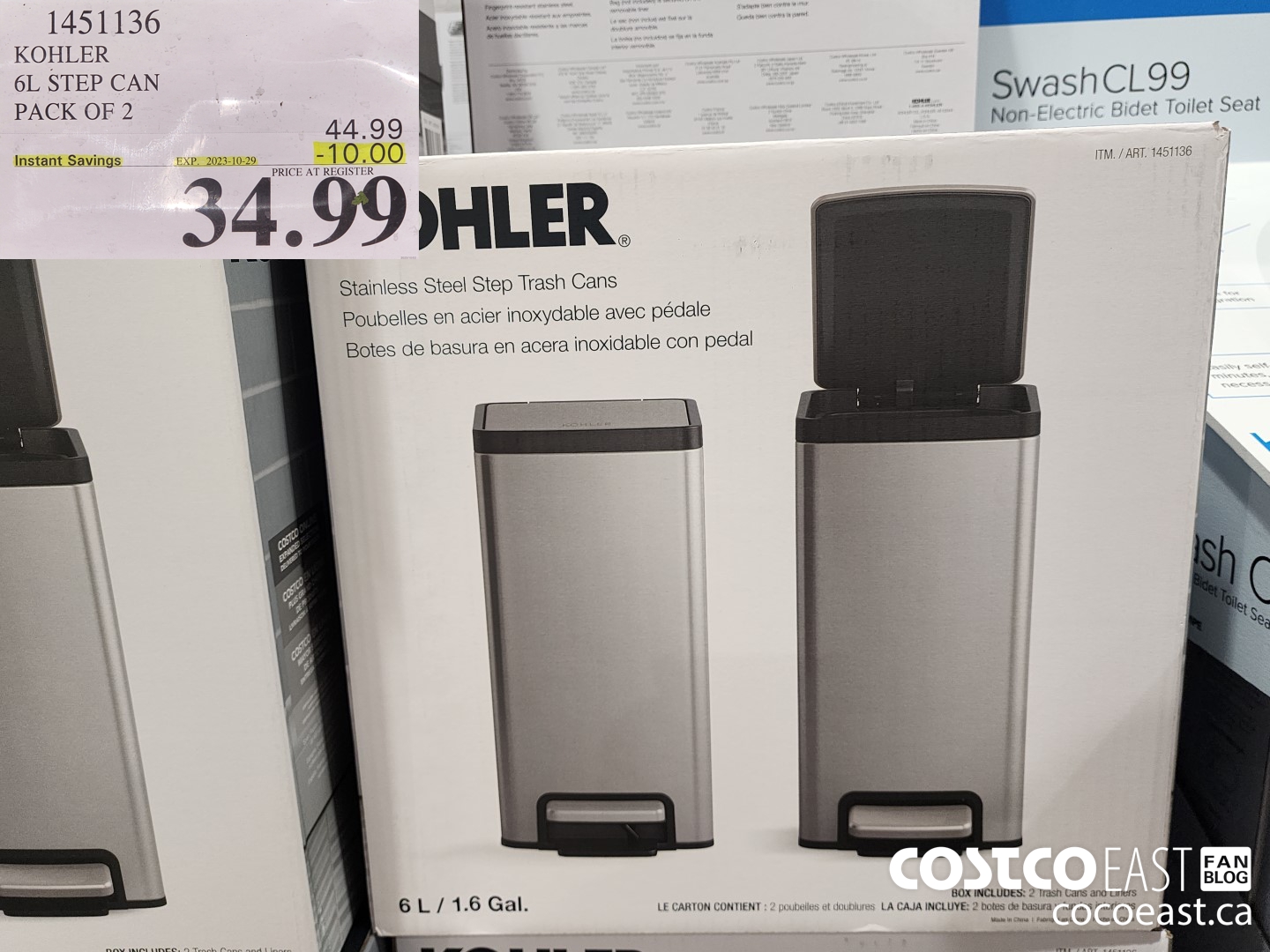 1451136 KOHLER 6L STEP CAN PACK OF 2 ($10.00 INSTANT SAVINGS EXPIRES ON 2023-10-29) $34.99