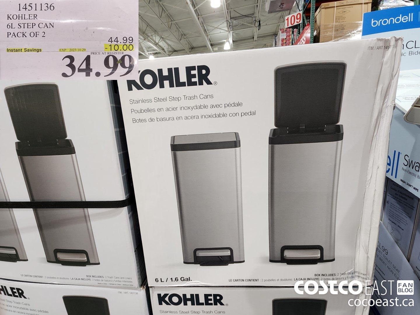 1451136 KOHLER 6L STEP CAN PACK OF 2 ($10.00 INSTANT SAVINGS EXPIRES ON 2023-10-29) $34.99