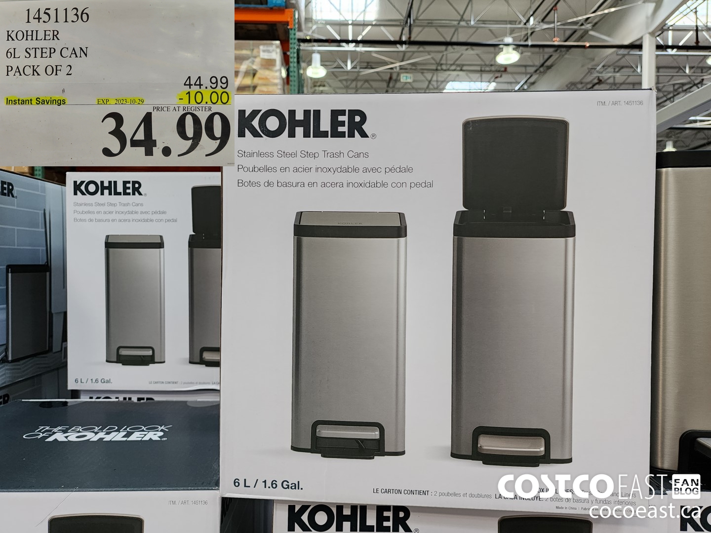 1451136 KOHLER 6L STEP CAN PACK OF 2 ($10.00 INSTANT SAVINGS EXPIRES ON 2023-10-29) $34.99