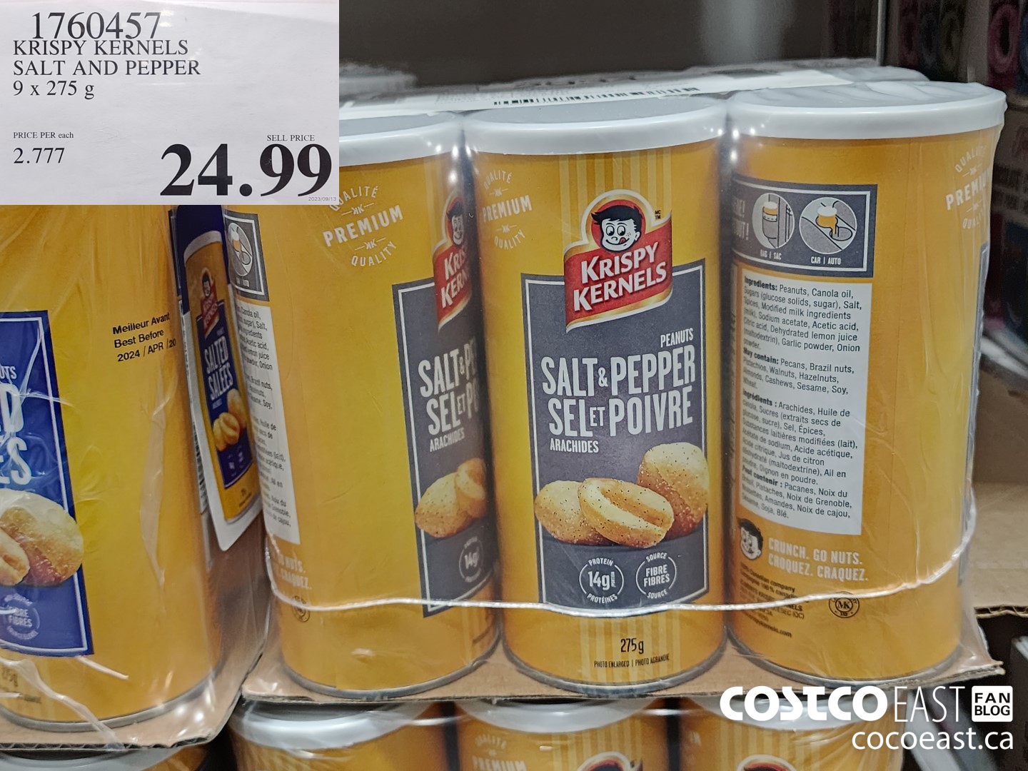 1760457 KRISPY KERNELS SALT AND PEPPER 9 X 275 G $24.99