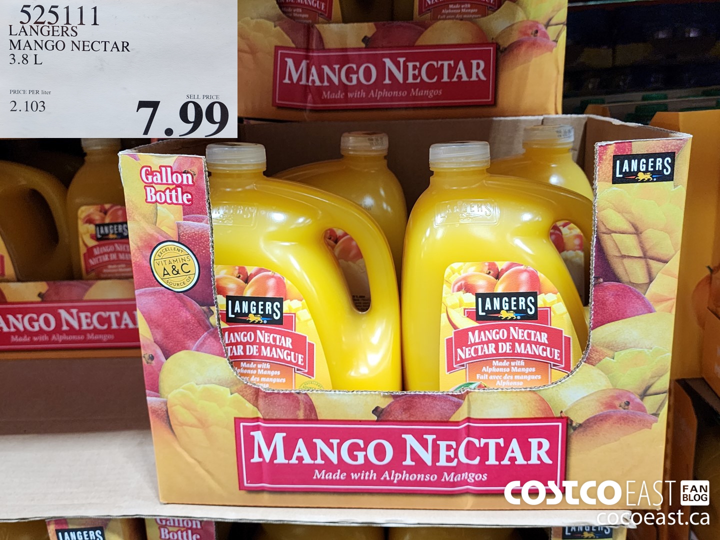 525111 LANGERS MANGO NECTAR 3.8L $7.99