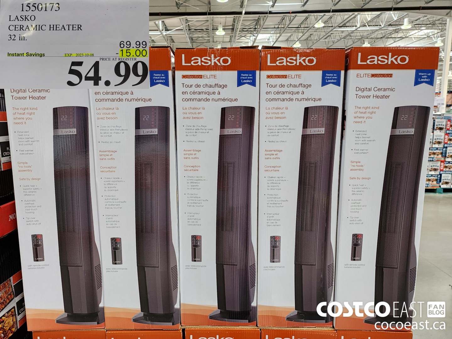1550173 LASKO CERAMIC HEATER 32 IN ($15.00 INSTANT SAVINGS EXPIRES ON 2023-10-08) $54.99