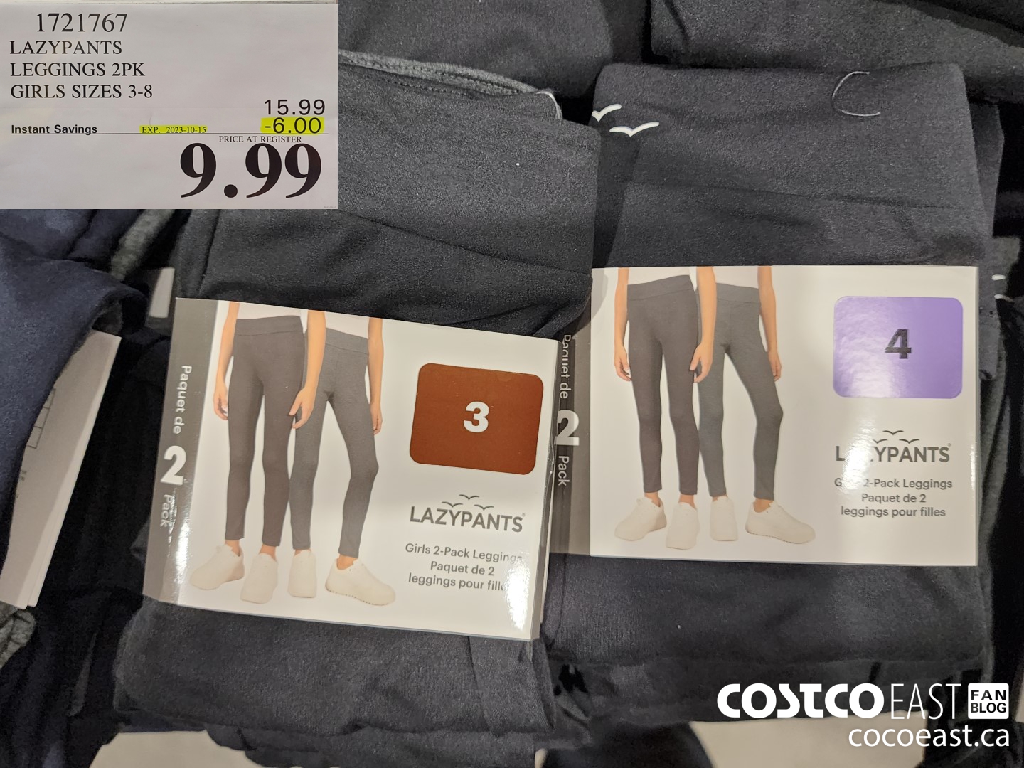 1721767 LAZYPANTS LEGGINGS 2PK GIRLS SIZES 3-8 ($6.00 INSTANT SAVINGS EXPIRES ON 2023-10-15) $9.99