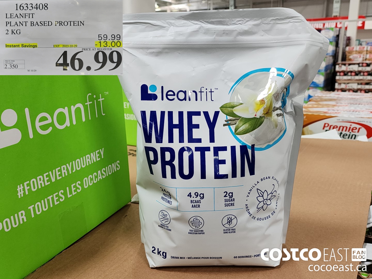 1633408 LEANFIT PLANT BASED PROTEIN 2 KG ($13.00 INSTANT SAVINGS EXPIRES ON 2023-10-29) $46.99