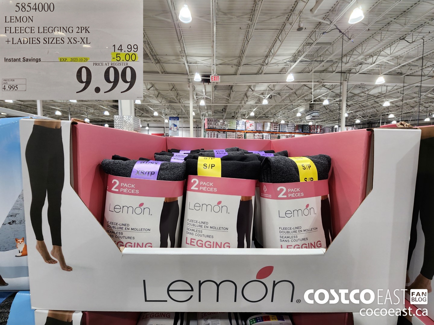 5854000 LEMON FLEECE LEGGING 2PK +LADIES SIZES XS-XL ($5.00 INSTANT SAVINGS EXPIRES ON 2023-10-29) $9.99