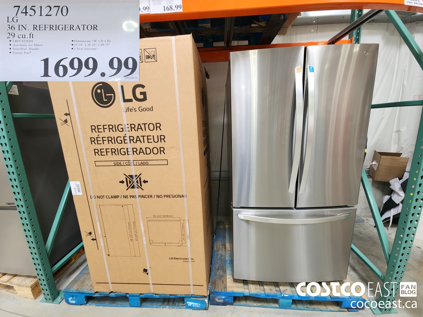 7451270 LG 36 IN. REFRIGERATOR 29 CU.FT $1699.99