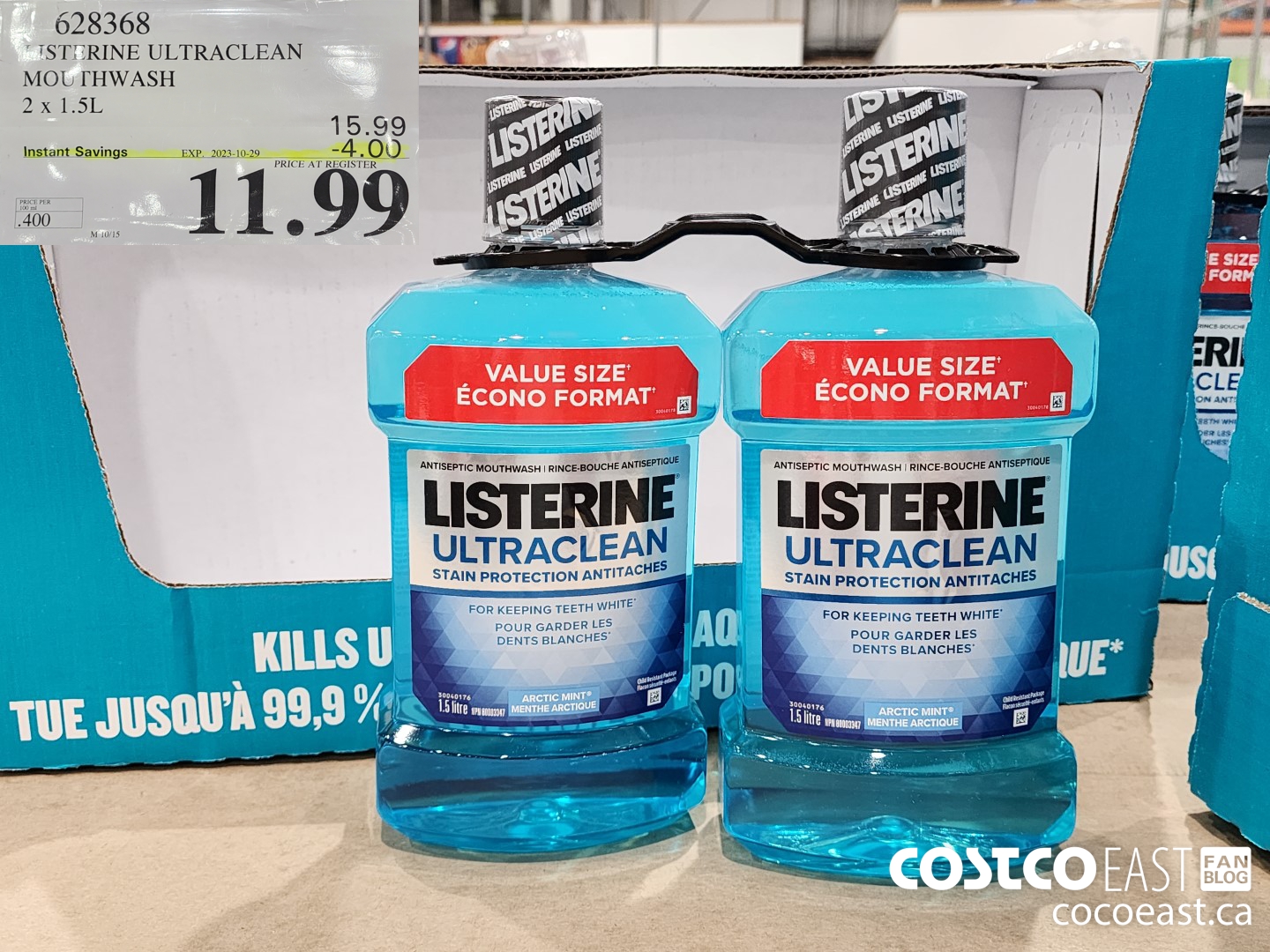 628368 LISTERINE ULTRACLEAN MOUTHWASH 2 X 1.5L ($4.00 INSTANT SAVINGS EXPIRES ON 2023-10-29) $11.99