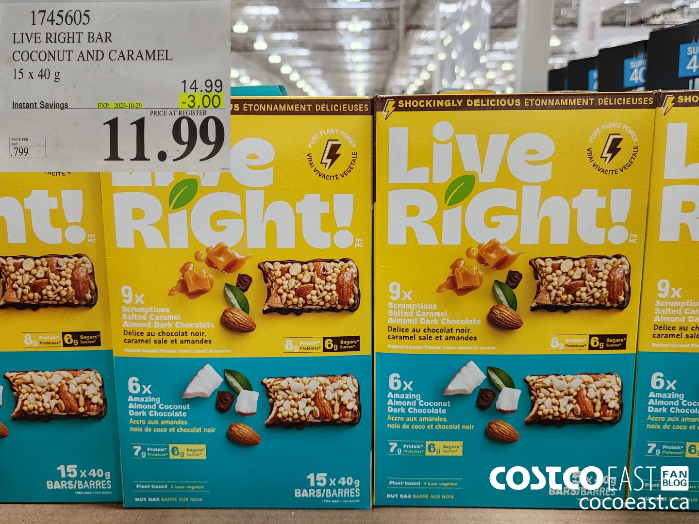 1745605 LIVE RIGHT BAR COCONUT AND CARAMEL 15 x 40 g ($3.00 INSTANT SAVINGS EXPIRES ON 2023-10-29) $11.99