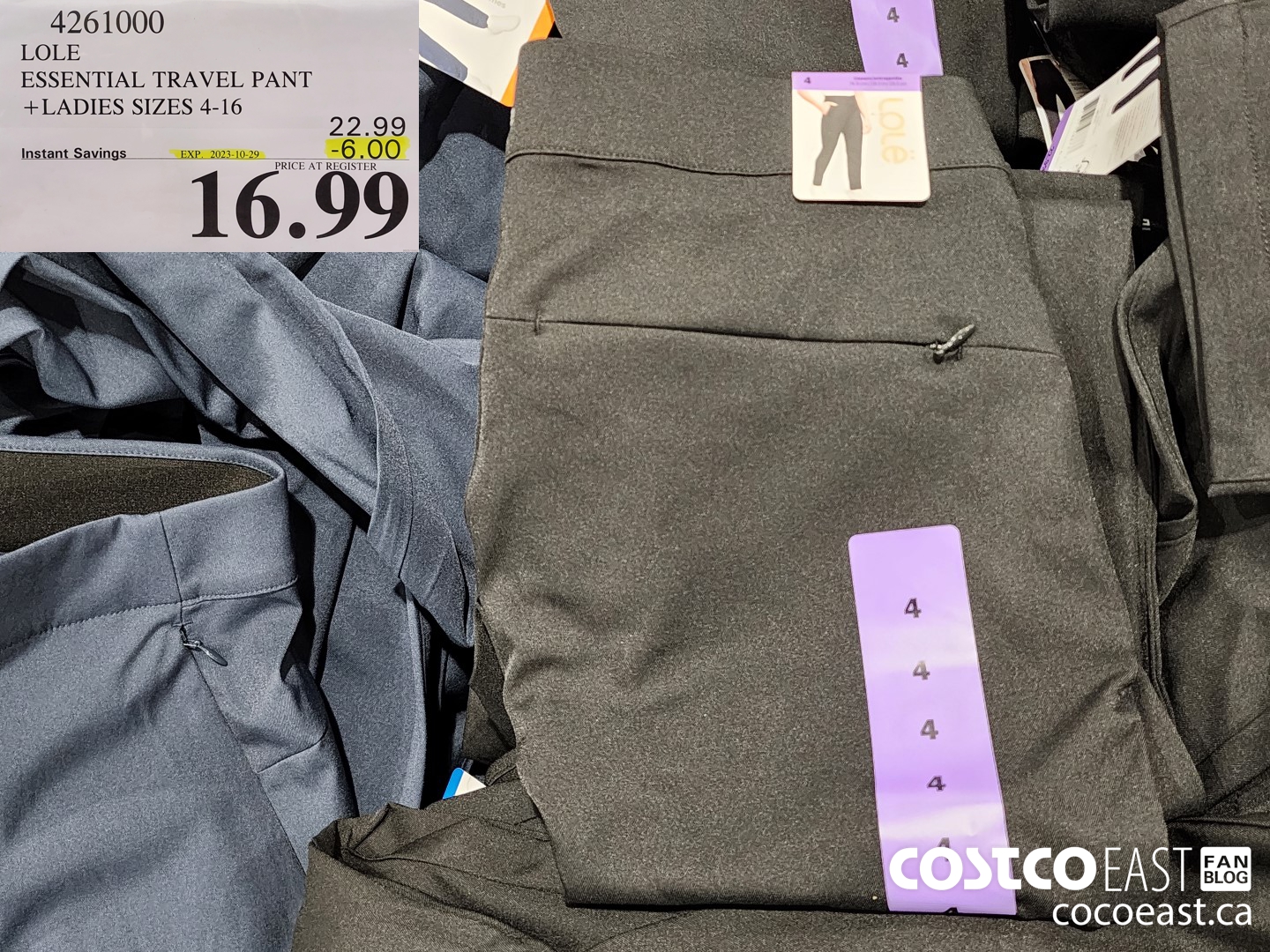 4261000 LOLE ESSENTIAL TRAVEL PANT + LADIES SIZES 4-16 ($6.00 INSTANT SAVINGS EXPIRES ON 2023-10-29) $16.99