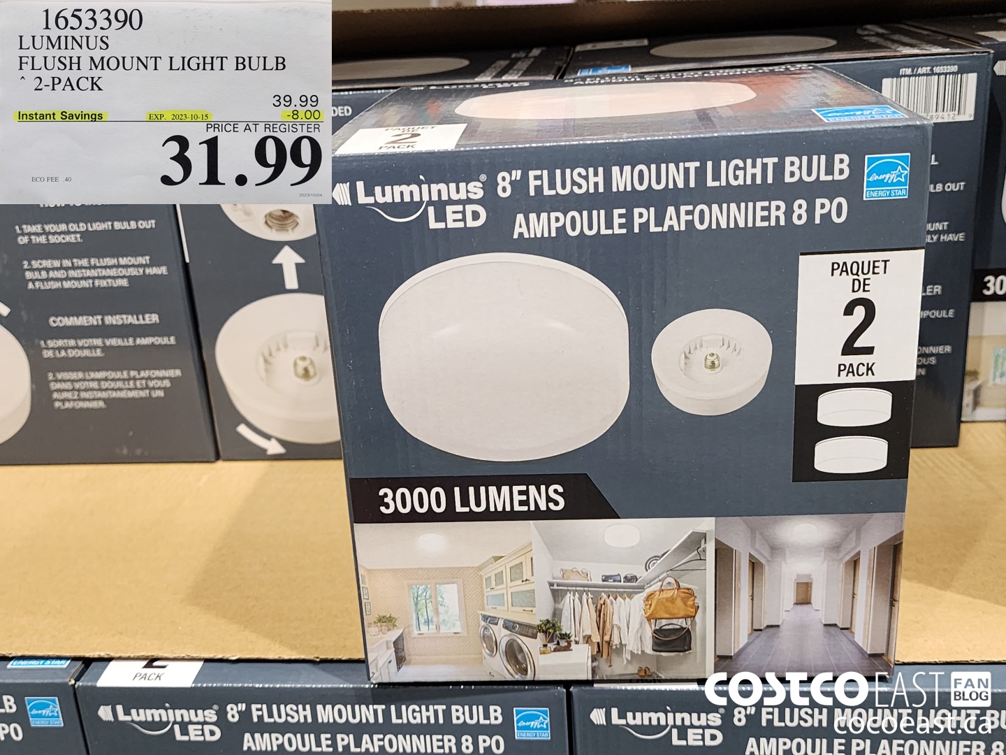 1653390 LUMINUS FLUSH MOUNT LIGHT BULB ~ 2-PACK ($8.00 INSTANT SAVINGS EXPIRES ON 2023-10-15) $31.99