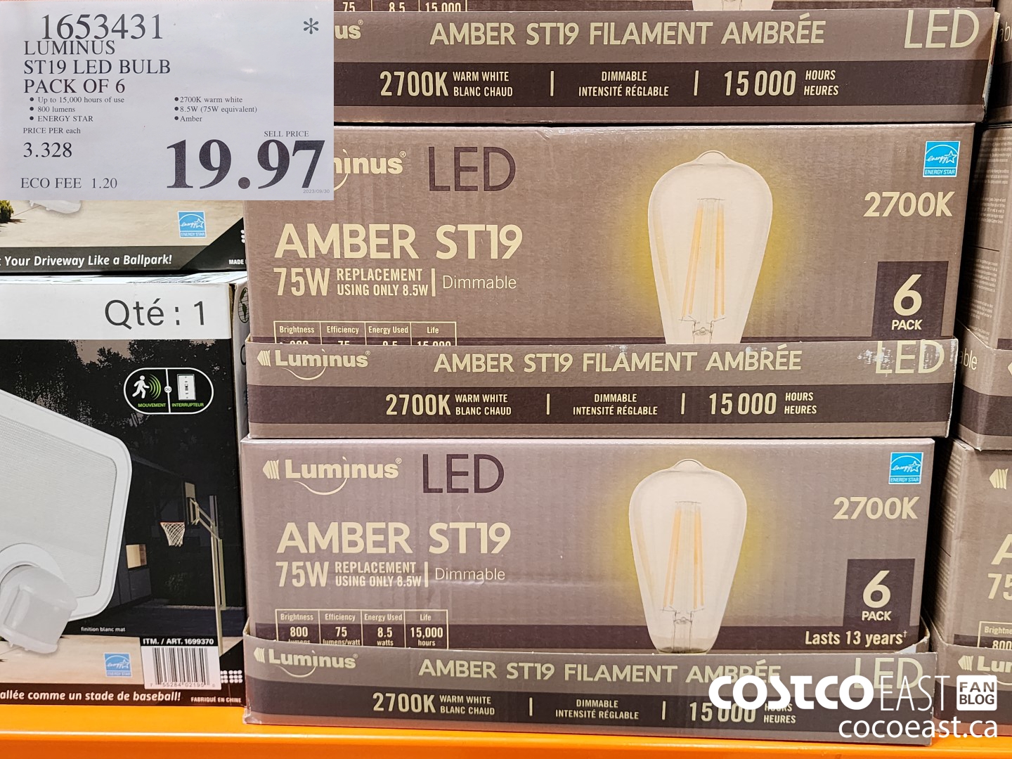 1653431 LUMINUS ST19 LED BULB PACK OF 6 $19.97