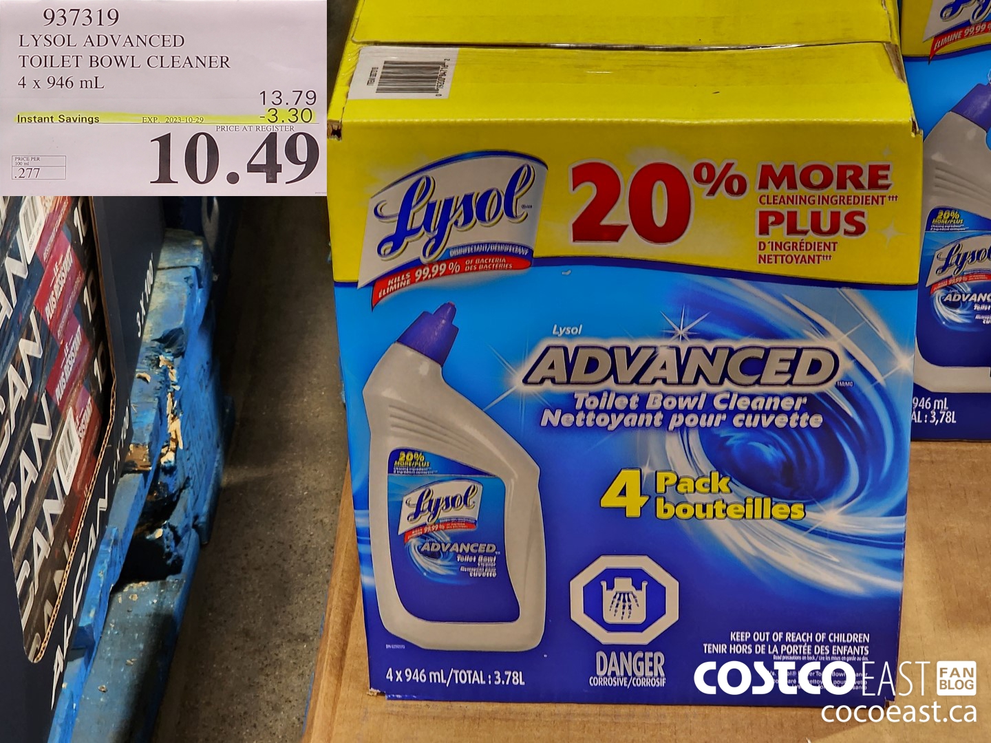937319 LYSOL ADVANCED TOILET BOWL CLEANER 4 X 946 ML ($3.30 INSTANT SAVINGS EXPIRES ON 2023-10-29) $10.49
