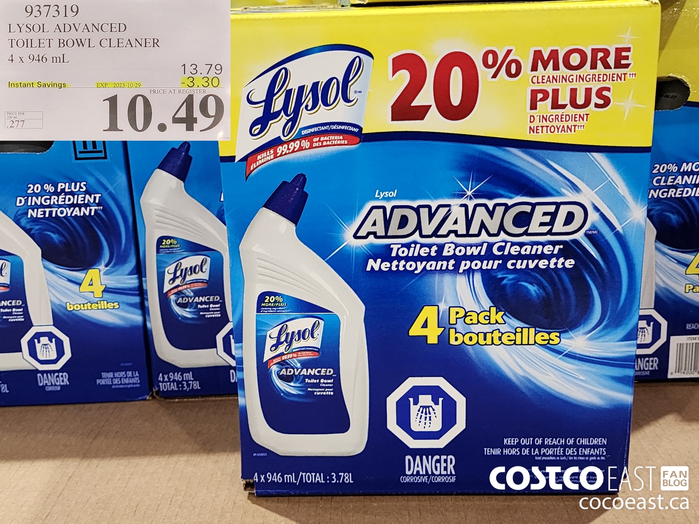 937319 LYSOL ADVANCED TOILET BOWL CLEANER 4 X 946 ML ($3.30 INSTANT SAVINGS EXPIRES ON 2023-10-29) $10.49