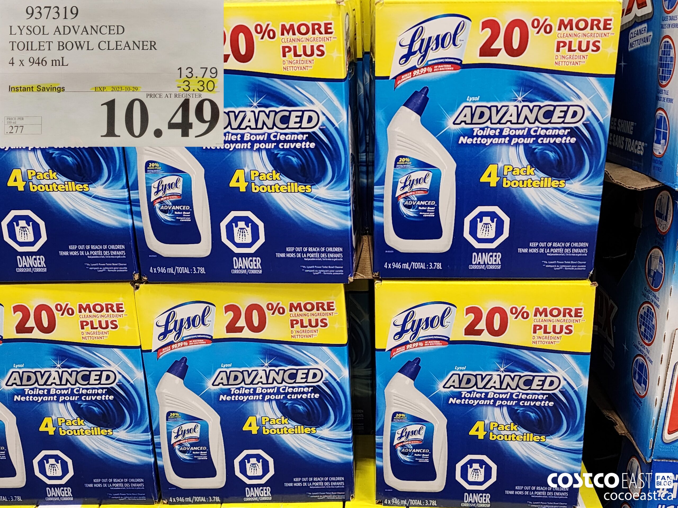 937319 LYSOL ADVANCED TOILET BOWL CLEANER 4 X 946 ML ($3.30 INSTANT SAVINGS EXPIRES ON 2023-10-29) $10.49