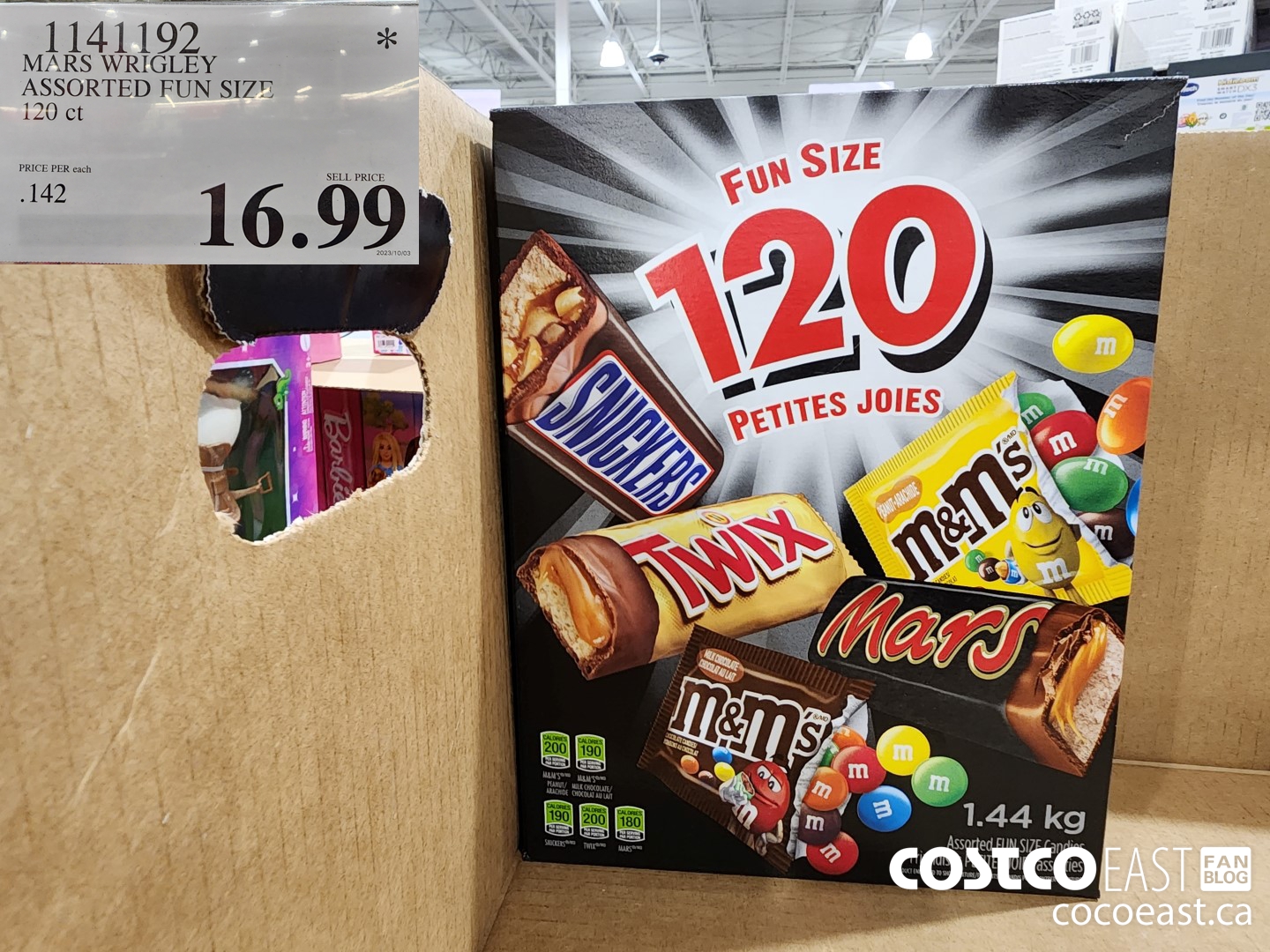 1141192 MARS WRIGLEY ASSORTED FUN SIZE 120 CT $16.99