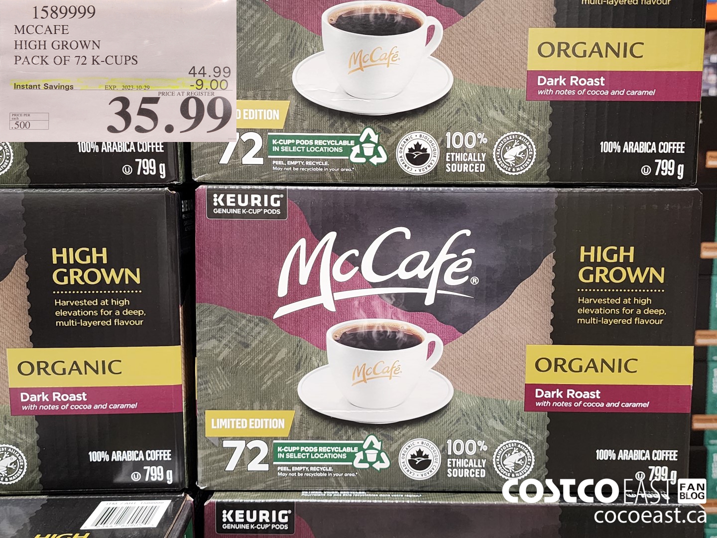 1589999 MCCAFE HIGH GROWN PACK OF 72 K-CUPS ($9.00 INSTANT SAVINGS EXPIRES ON 2023-10-29) $35.99