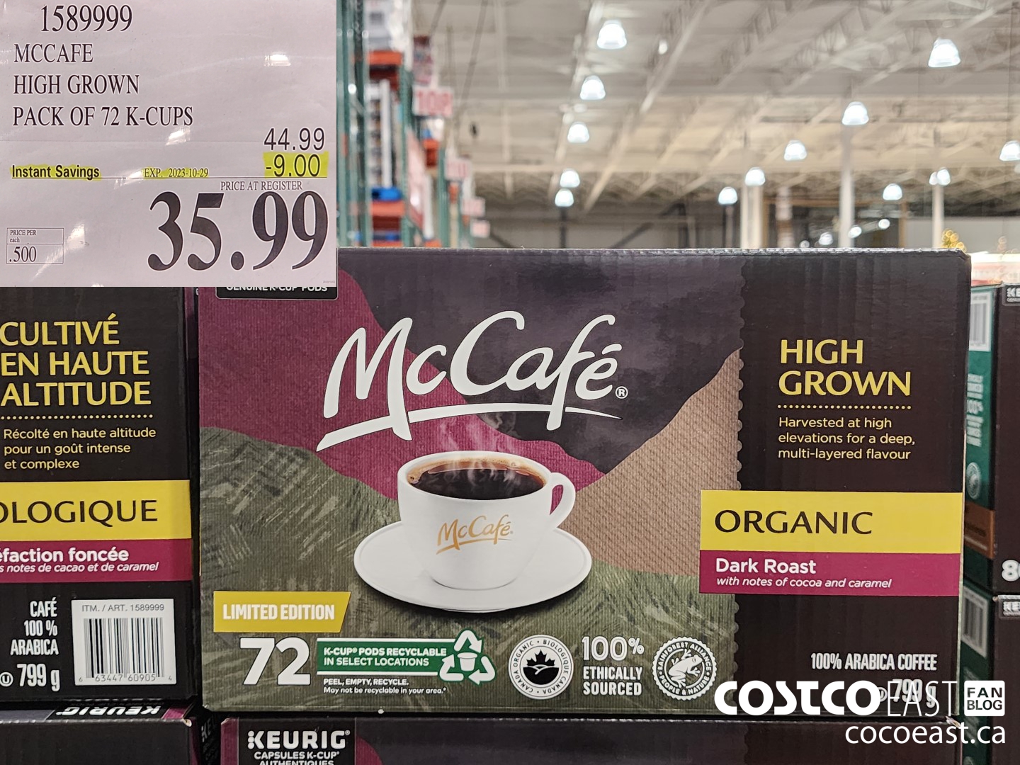 1589999 MCCAFE HIGH GROWN PACK OF 72 K-CUPS ($9.00 INSTANT SAVINGS EXPIRES ON 2023-10-29) $35.99
